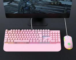 Kit Teclado e Mouse Mecânico abnt2 Gamer Led RGB Iluminado Rosa