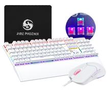 Kit Teclado E Mouse Mecânico Dpi 7200 Abnt2 Gamer Led Rgb Switch Red Usb MousePad Computador Bk-06