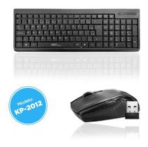 Kit Teclado E Mouse Multimídia Sem Fio Wireless 2.4ghz Abnt2 Preto Preto