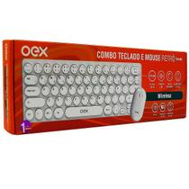 Kit Teclado e Mouse Retro Branco OEX TM409