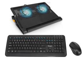 Kit Teclado E Mouse Sem fio 2.4GHz Preto Targus + Base Cooler Targus Note 17 Hub 4 Portas Kit Teclado E Mouse Sem fio 2.4GHz Preto Targus + Base Cooler Targus Note 17 Hub 4 Portas