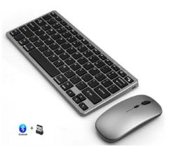 Kit Teclado e Mouse Sem Fio Bluetooth + 2.4Ghz Bateria Recarregavel - Preto - XTRAD