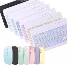 Kit Teclado E Mouse Sem Fio Bluetooth Colorido Para Tablet Pc iPad (Preto)