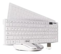 Kit Teclado e Mouse sem fio Branco