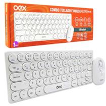 Kit Teclado E Mouse Sem Fio Branco Retro Oex Slim Pop Silent