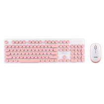 Kit Teclado e Mouse Sem Fio - Design Punk com Teclas Redondas