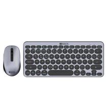 Kit Teclado e Mouse Sem Fio Hrebos ZenKeys IF-241 Cinza Bluetooth + USB Compatível Windows Notebook PC Slim Premium