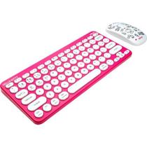 Kit Teclado e Mouse Sem Fio Letron Rosa Estampado