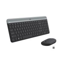 Kit Teclado E Mouse Sem Fio Logitech Mk470 Slim Preto Cinza