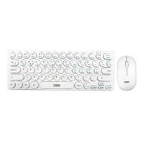 Kit Teclado E Mouse Sem Fio Retrô Oex Tm409 Abnt2 Português Branco Kit Teclado E Mouse Sem Fio Retrô Oex Tm409 Abnt2 Português Branco
