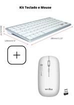 kit Teclado e Mouse sem Fio silencioso bluetooth Branco/Prata