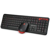 Kit Teclado e Mouse Sem Fio Wireless 2.4GHZ Preto e Vermelho para Notebook e Computador C3TECH K-W100BK