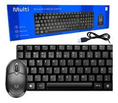 Kit Teclado E Mouse Usb Com Fio Basico Preto Multilaser Slim