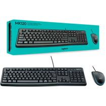 Kit Teclado e Mouse USB Logitech MK120 ABNT2 1000 DPI Preto