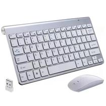 Kit Teclado E Mouse Usb Sem Fio Pc Notebook Prata 2.4ghz KA-685