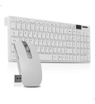 Kit Teclado E Mouse Wireless Sem Fio Ultra Slim 2.4g Branco