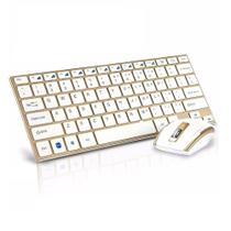 Kit Teclado e Mouse Wireless Sem Fio Ultra Slim HK-3910 Dourado