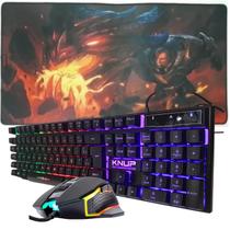 Kit Teclado Gamer Antighosting, Mouse 7 Botões 4800 DPI e Mouse Pad 80x40 Estampa Gamer - Led RGB