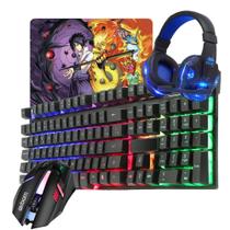 Kit Teclado Gamer + Headset Gamer Rgb + Mouse 3 Botões Rgb e Mousepad Gamer