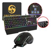 Kit Teclado Gamer Mecanico Switch Blue Abnt2 + Mouse Gamer Ergonomico Dpi 12800 Led Rgb Usb Pc Bk-04