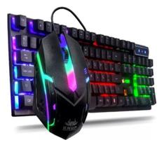 Kit Teclado Gamer Membrana Com Mouse Rgb Luminoso