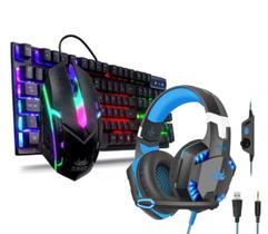 Kit Teclado Gamer Rgb Com Mouse + Fone Headset Gamer Ledazul