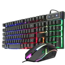 Kit teclado gamer semimecânico led rgb e mouse 3 botões gamer led rgb