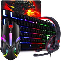 Kit Teclado Headset Gamer Mouse Pad Speed Mouse Led7 cores