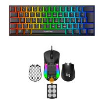 Kit teclado mecanico 60% + mouse gamer rgb 12.000 dpi