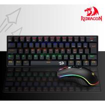 Kit teclado mecanico lakshmi + mouse gamer cobra + headset gamer medea redragon no branco ou preto