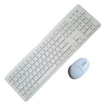 Kit Teclado Membrana e Mouse Ergonômico Sem Fio Branco Kit Teclado Membrana e Mouse Ergonômico Sem Fio Branco