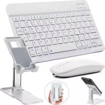 Kit Teclado Mouse Bluetooth Sem Fio + Suporte Celular Tablet