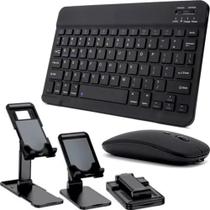 Kit Teclado Mouse Bluetooth Sem Fio + Suporte Celular Tablet