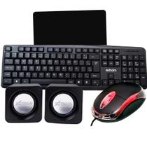 Kit Teclado Mouse Caixinha De Som Pc Notebook Tv Usb