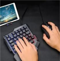 Kit Teclado Mouse de Uma Mão Usb Rgb Led Multimídia Gamer Jogador Game Jogo - New