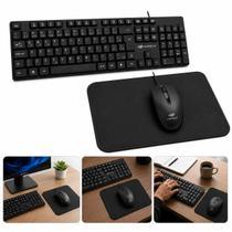 Kit Teclado Mouse e Mouse Pad Com Fio USB Resistente e Alta Qualidade C3Tech KM10BK MS31BK Kit Teclado Mouse e Mouse Pad Com Fio USB Resistente e Alta Qualidade C3Tech KM10BK MS31BK