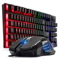 Kit Teclado Mouse Gamer Com LED Iluminação Colorida