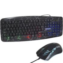 Kit Teclado Mouse Gamer Computador Pc Usb Abnt2 Iluminado Led Rgb Exbom BK-G600 Preto Crakeado