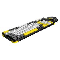 Kit Teclado Mouse Gamer Knup Colorido BT Wireless 2.4 Knup TE-129 Amarelo