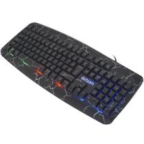 Kit Teclado Mouse Gamer Usb Led Rgb Exbom Bk-G600 Preto