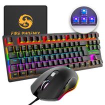 Kit Teclado Mouse Mecânico Abnt2 Gamer Rgb Switch Blue Be-k1