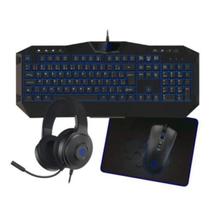 Kit Teclado Mouse Mouse Pad E Headset Azul 4 Em 1 Hoopson - LYS
