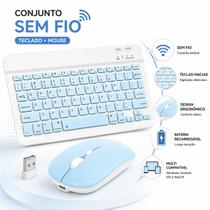 Kit Teclado + Mouse Premium Bluetooth Wireless Sem Fio Ultra Fino Slim Kit Teclado + Mouse Premium Bluetooth Wireless Sem Fio Ultra Fino Slim