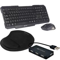 Kit Teclado + Mouse S/Fio + Mouse Pad + Hub 4P 2.0 - C3 Tech