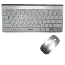 Kit teclado mouse sem fio design fino abnt2 pc notebook hk8850 prata xtrad