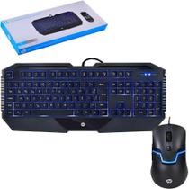 Kit Teclado Mouse USB Gaming HP GK1100 1600DPI Led Azul