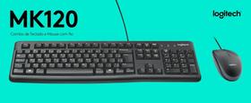 Kit teclado + mouse usb preto logitech mk120