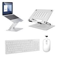 Kit Teclado Mouse Wireless Branco e Suporte alumínio Notebook Multilaser