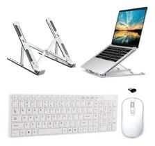Kit Teclado Mouse Wireless E Suporte Brancos Para Notebook Kit Teclado Mouse Wireless E Suporte Brancos Para Notebook