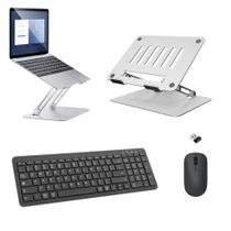 Kit Teclado Mouse Wireless Preto e Suporte alumínio Notebook Multilaser